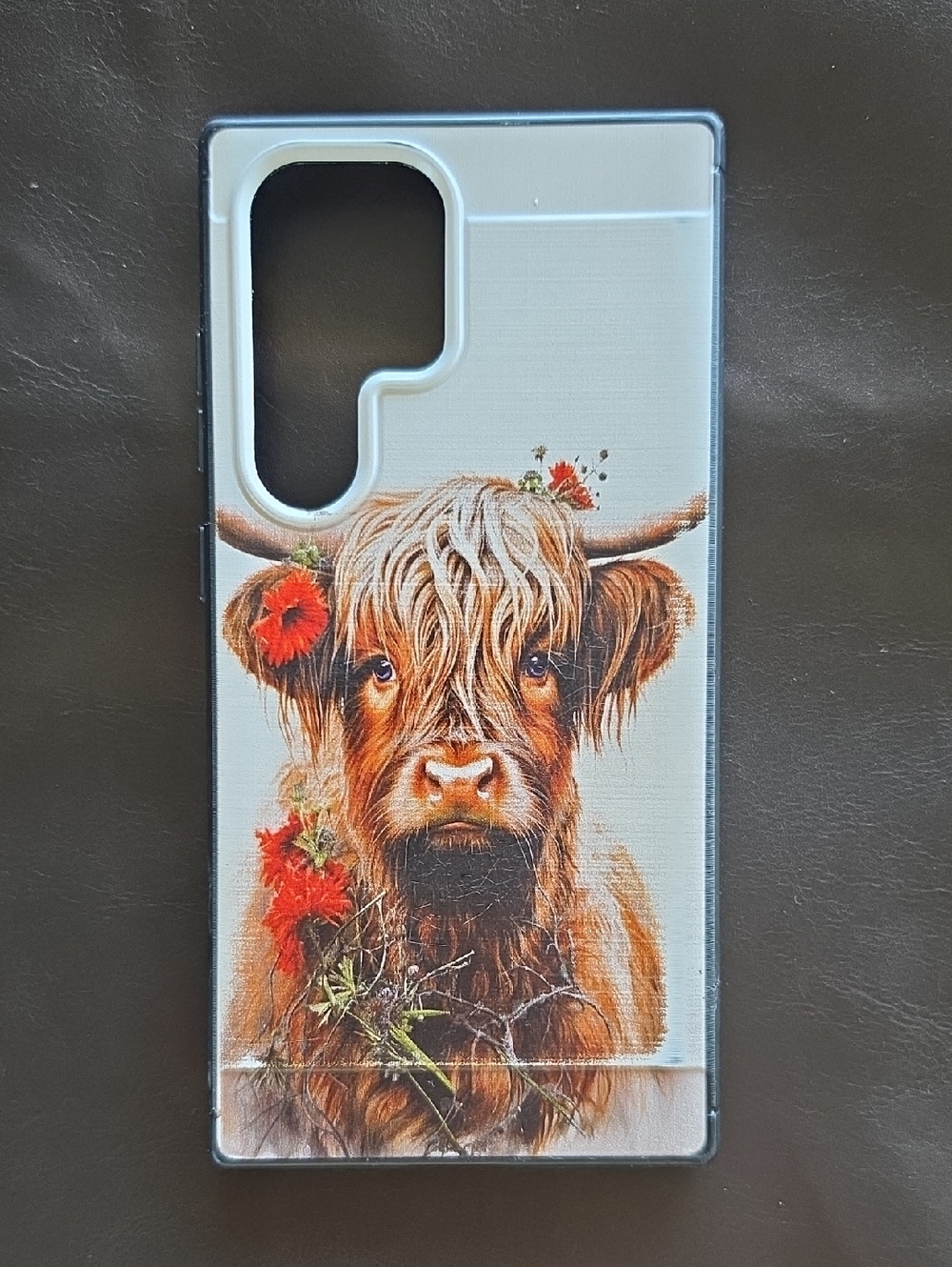 Highland Cow Phone Case - Floral Samsung Galaxy 24 Ultra